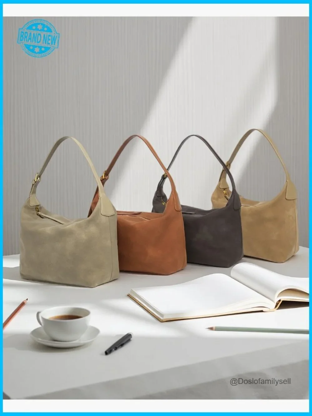 Medium Suede Hobo Bag Slouchy Crossbody Purse Adjustable Strap Shoulder Bag